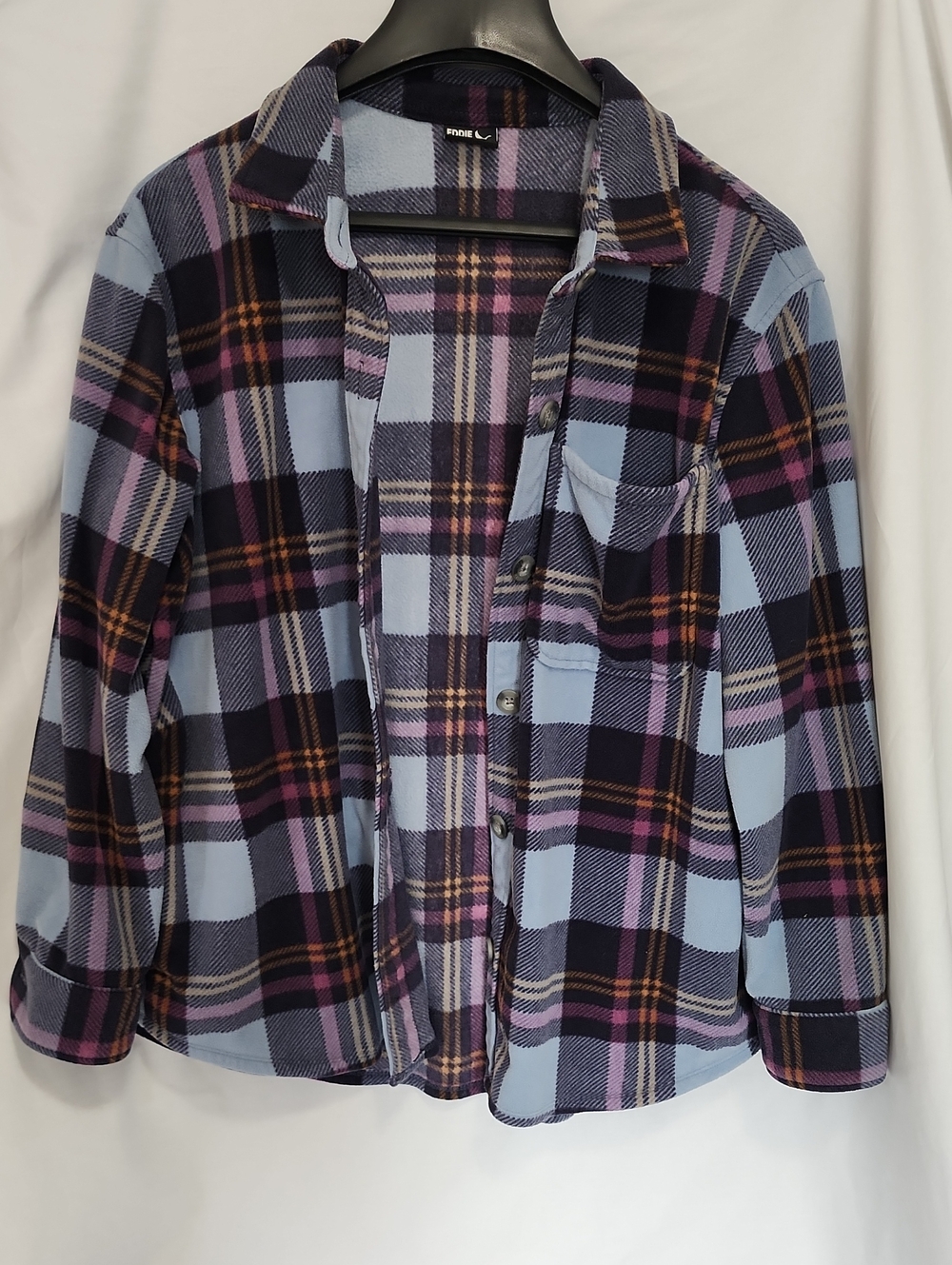 Eddie Bauer Light Blue, Navy & Purple Plaid Button-Down Shirt